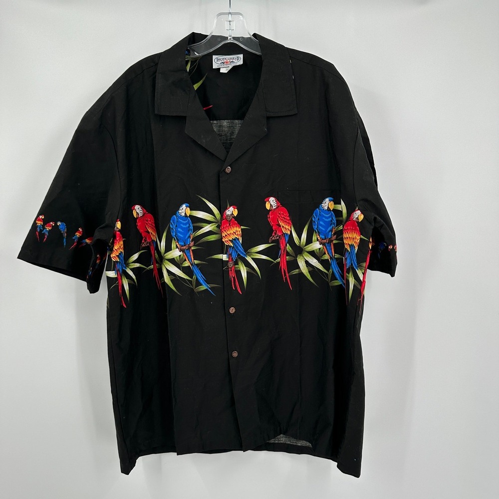 Pacific Legend Mens Hawaiian Shirt‎ Size 2X Parrot Resort Made in Hawaii Vintage